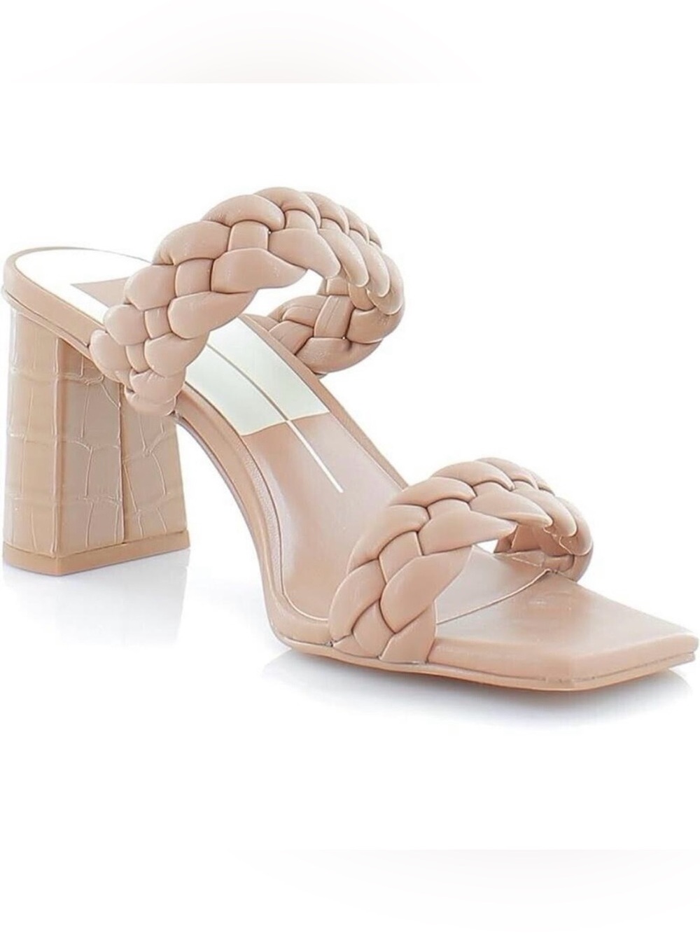 Dolce Vita Paily Braided Double-Strap Block Heels - Cream/Blush